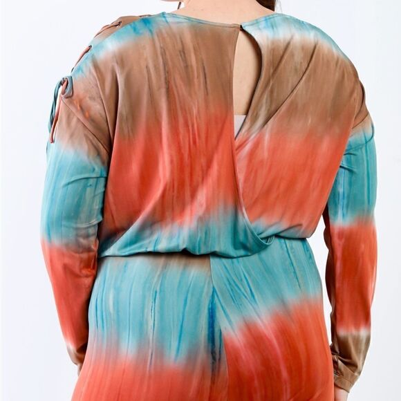 Plus tie-dye lace up cut-out Jumpsuit - Picture 4 of 4